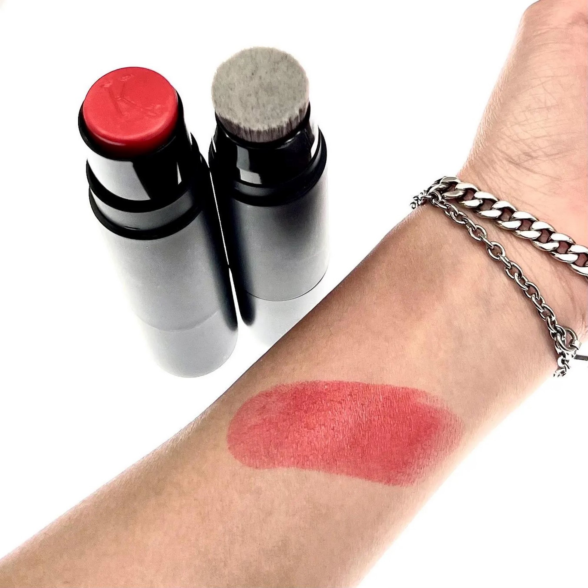 Cherry Red Cream Blush and Lip Tint Sticks Blendable, Hydrating